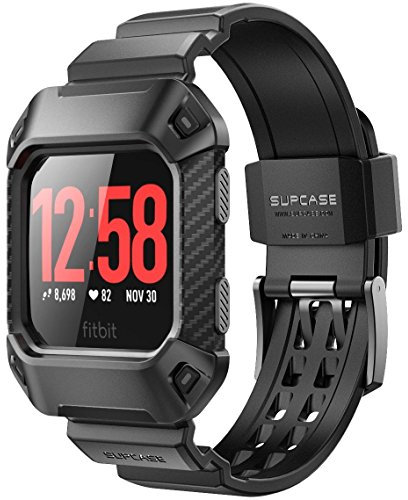 SUPCASE [Unicorn Beetle Pro Robuste Schutzhülle mit Schnalle für Fitbit Ionic, Ersatzarmband für Fitbit Ionic Smartwatch (schwarz), 1, thermoplastisches Polyurethan, 1, 1, Thermoplastisches