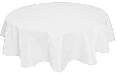 Tischdecke Leinenoptik Leinen Lotuseffekt Wasserabweisend Lotus Rund Ø140 Weiss