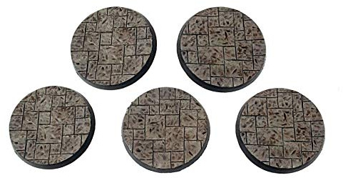 War World Gaming Fantasy Village Steinplatte Runde Miniatur Basen x 5 (40mm) - 28mm Fantasie Tabletop Spiele Gelände Modellbau Modell Figuren Malen Wargame Kriegspiel Stein Effekt Mittelalterlich