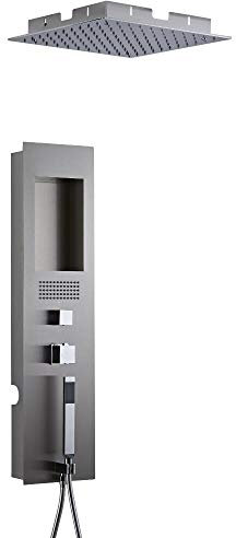 Milano Lisse Shower Tower Panel 400mm Ceiling Mounted Rainfall Head Handset Body Jet - Chrome