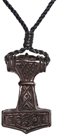 81stgeneration Hand Carved Brown Horn Engraved Thor's Hammer Necklace for Men - Norse Mythology God Amulet Pendant - Spiritual Gifts for Women - Gothic Jewellery Viking Gifts - Mjolnir Men's Necklaces