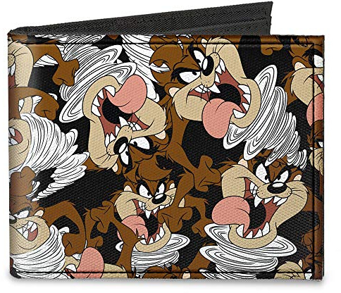 Buckle Down - Bi-Fold Wallet Canvas Bifold Wallet - Tasmanian Devil Taz Men's