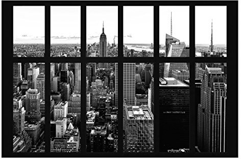 New York Fototapete selbstklebend Manhattan Skyline schwarz-weiss 270x432cm