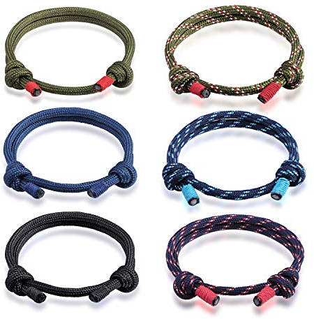Feilok Set di 3 braccialetti in corda di nylon nautici per uomo e donna fatti a mano intrecciati set di braccialetti vichinghi colorati regolabili