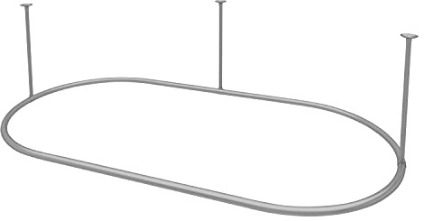 Naiture - Asta ovale per tenda da doccia in acciaio inox, con supporto a soffitto, per vasca da bagno, 152,4 x 76,2 cm, finitura in nichel spazzolato