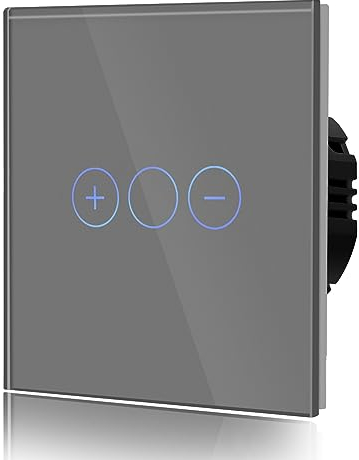 BSEED Dimmer Light Switch,Glass Touch Panel,LED Lights,No Neutral Wire Required,1 Gang 1 Way,86mm Gray