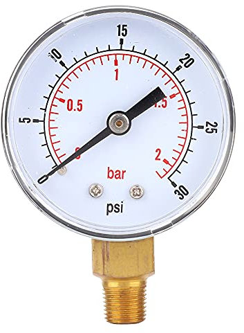 Manómetro de presión de 50 mm Dial lleno de líquido Manómetro de aleación de aluminio Caja 1/8 BSPT Montaje inferior para aire Agua Aceite Gas(0-30psi 0-2bar)
