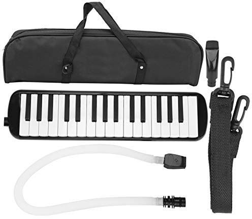32 Klaviertasten Melodica Pianica Tube Lange flexible Melodica Tube mit Mundstück Blowpipe-Tragetasche(Schwarz) Blasinstrument Musikinstrument