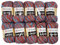 10 x 50g Strickwolle YarnArt Jeans Crazy mit 55% Baumwolle, 500 Gramm Wolle mit Farbverlauf mehrfarbig (lila orange blau 8214)