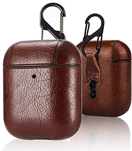 StyleDesign Custodia protettiva compatibile con AirPods (1° e 2° generazione), pelle PU, marrone