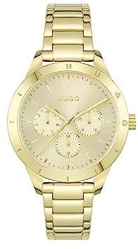 HUGO Multi Zifferblatt Quarz Uhr für Damen Kollektion #Friend mit Goldfarben Edelstahlarmband - 1540091