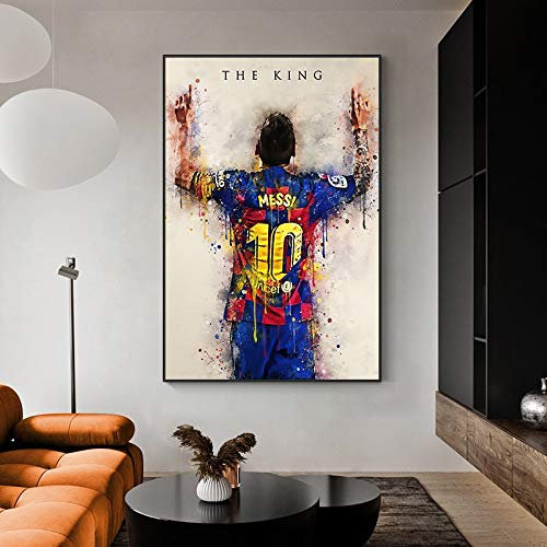 Abstrakte Graffiti Fußball Sport Fußball Star Spieler König FC Barcelona Lionel Messi Leinwand Gemälde Wandkunst Poster Fans Schlafzimmer Wohnzimmer Wohnkultur