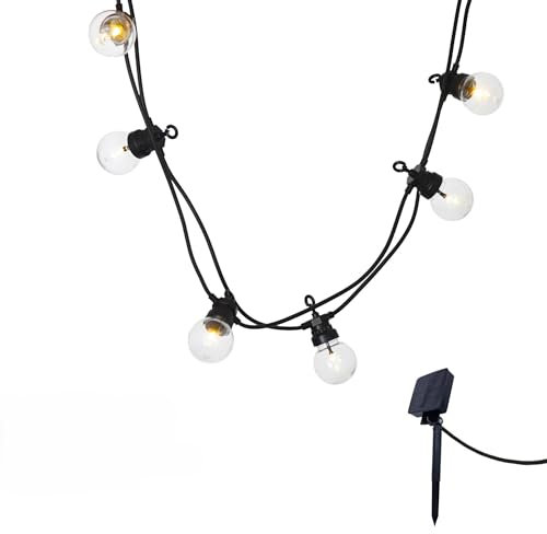 LUMI JARDIN 2 Stück Solar-Lichterkette, 10 Kugeln, transparent, LED, Warmweiß, Party, Solar, 5,9 m, 8 Modi