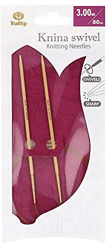 Tulip KS-800300 Stricknadeln, Bamboo, Beige, 80 cm x 3 mm