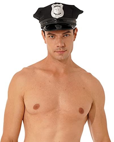 Aiihoo Polizeimütze Polizei Hut Cop Cap Polizei Kappe Erwachsene Rollenspiel Hut Bühnenleistung Zubehör Fasching Karneval Party Kostüm Schwarz A Einheitsgröße