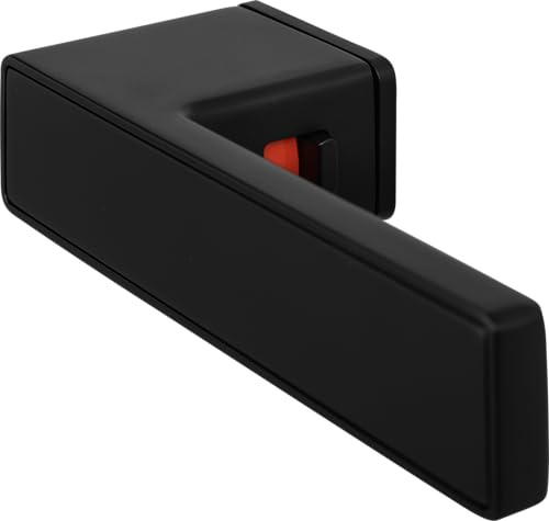 Griffwelt Minimo Q Türgriff Tiefschwarz WC Innentür Türklinke ohne Schlüsselrosette Bad Zimmertüren Türdrücker innen verschließbar mit Smartlock Türbeschlag Drückergarnitur Smart2Lock schwarz matt