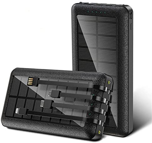 WFEI 80000mAh Banco de energía Solar al Aire Libre de Carga rápida de la batería Externa con 4 Corbatas de Carga portátil con luz