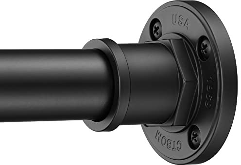 BRIOFOX Industrielle Duschvorhangstange – 2-in-1 Design Spannvorhangstange – nie rostend rutschfest 43 bis 72 Zoll Edelstahl matt schwarz Fenstervorhangstange