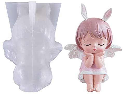 Ange Fondant Moule en Forme Mignon Petit Angel, Moule En Silicone Forme Angel BéBé de Moule en RéSine époxy Silicone Convient pour Gâteau Fondant Décoration (02)