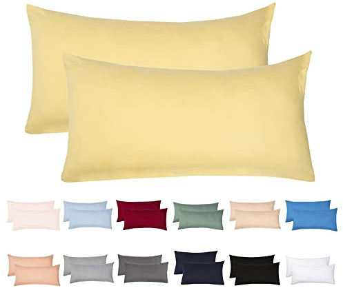 Livessa 2er Set Kissenbezug 40 x 80 cm - Kopfkissenbezug aus%100 Baumwolle Kissenhülle Bügelfrei & Knitterfrei mit Reißverschluss, 40x80cm Pillow Cover, atmungsaktiv, Oeko-Tex Zertifiziert
