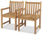 Hommdiy 2X Teak Massiv Gartenstuhl mit Armlehne Essstuhl Holzstuhl Gartensessel Stuhl Stühle Sessel Gartenstühle Terrassenstuhl Garten