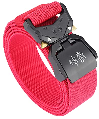 TENINE Unisex-Gürtel aus Segeltuch, Elastischer Stoffgürtel Stretch-Gürtel Militär-Gurtband Nylongürtel für Frauen und Männer Taktischer Gürtel Schnellverschluss Metallschnalle