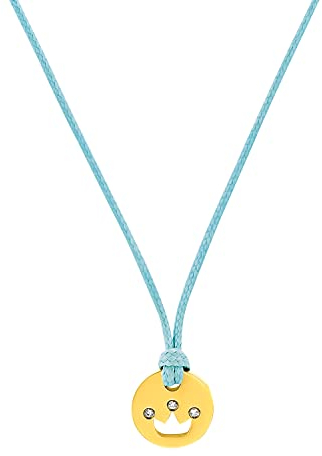 Prinzessin Lillifee Kette mit Anhänger Edelstahl Mädchen Kinder Halsschmuck, mit Zirkonia Synthetik, 35+3 cm, Gold, Krone, Kommt in Schmuck Geschenk Box, 2034002, BLAU
