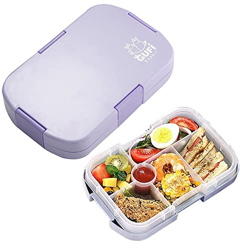 hombrima Lunchbox für Kinder, Bento Boxen, Lebensmittelaufbewahrungsbehälter mit 6 Fächern für Kinder, Erwachsene, Arbeit, Schule, geeignet für Mikrowelle und Geschirrspüler (Purple)