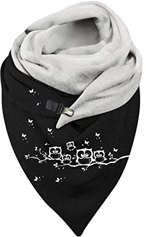TWIOIOVE Schlauchschal für Damen Baumwollschals mit Button Mode Persönlichkeit Winterschal Dreieckstuch Deckenschal Winddicht Atmungsaktiv Loop Schal Fransen Poncho