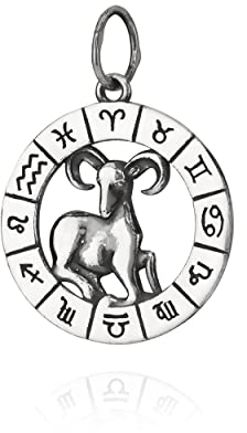 NKlaus Kettenanhänger Sternzeichen Widder 925 Silber Horoskop 25mm Zodiak Anhänger 11113