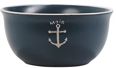 Seaside No.64 - Cuenco de gres para cereales - Vajilla accesorios de cocina - Diseño marítimo - Barco de papel con rueda de timón - Azul y blanco - Artículo de regalo - Capacidad aprox. 450 ml (cuenco