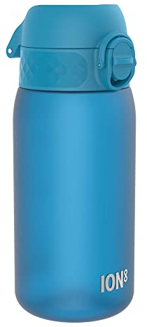 Ion8 Gourde Enfant, 350ml, Anti-Fuite, Facile à Ouvrir, Verrouillage Sécurisé, Lavable en Lave-Vaisselle, Sans BPA, Poignée de Transport, Facile à Nettoyer, Carbone Neutre, Bleu