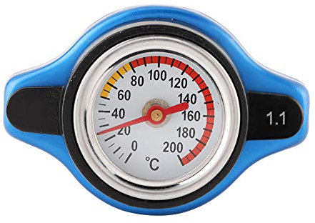 Tapa termostática, tapa termostática de cabeza pequeña para automóvil, clasificación de presión con indicador de temperatura del agua (1,1 bar) + tapa del radiador del medidor de moto 1.1