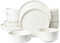 Gibson Elite James Street - Juego de vajilla de gres mate reactivo de doble cuenco, 16 piezas, color blanco sal marina