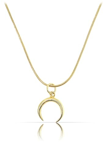 Made by Nami 925 Sterling Silber Halskette • Silber oder Gold • Minimalistische Damen Kette mit Anhänger • Filigrane Halskette für Frauen & Mädchen • Geschenk-Idee inkl. Geschenkbox (Mond Gold)