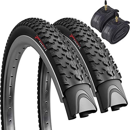 Fincci MTB Reifen 27,5 - Paar Fahrrad Reifen 27.5 x 2.10 Zoll 54-584, Fahrrad Mantel Oncamp mit Presta fahrradschlauch 27,5 für Mountainbike, E Bike, Hybrid Offroad Bicycle - 2er Pack FaltReifen