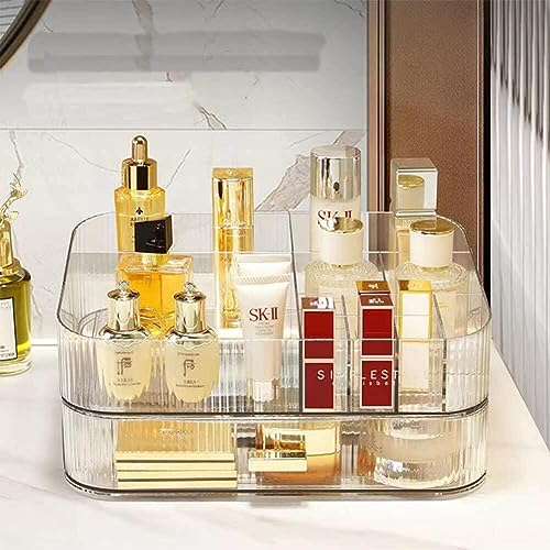 Bingobang Makeup Organiser Storage Drawers, Stackable Skincare Cosmetic Organizer Acrylic Large, Tidy for Lipstick, Nail Care, Perfume, Jewelery, Brush, Vanity, Dresser, Bedroom, Bathroom, White