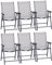 Outsunny Set of 6 Folding Garden Chairs, Metal Frame Garden Chairs Outdoor Patio Park Dining Seat with Breathable Mesh Seat, Grey
