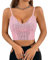 Naimo Canotta da donna con paillettes glitterate, senza maniche, scollo a V, con scollo a V, colore: Camisole, Colore: rosa., L