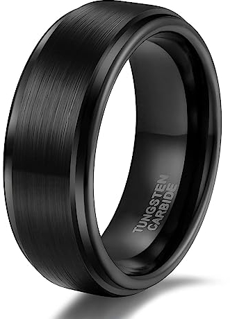 Titaniumcentral Ring Herren Damen Schwarz Wolframcarbid Gebürstet Verlobungsringe Eheringe Trauringe 6mm 8mm (8mm,63 (20.1))