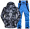 ALSOGO Herren Ski Jacke und Hosen Set Ski Anzug Winter Wasserdicht Winddicht Kapuze Schneemantel 2-Stücke Snowboard Sets 336-Blue L