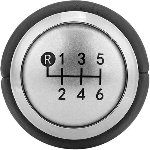 AUTOZOCO Pomo perilla de 6 cambios marcha coche, Palanca de cambios 6+R, compatible con Toyota Corolla, Yaris, Auris, Aygo, Avensis, Corolla, Rav4, Urbano, Diámetro Agujero 13 mm, Plateado
