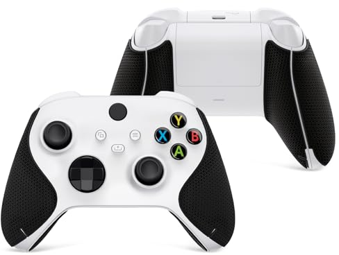 PlayVital Premium Grip Aufkleber für Xbox Series X/S Controller, geteiltes Design weiche sechseckige Diamanttexturen schweißabsorbierende Griffe für Xbox Core Wireless Controller-Schwarz