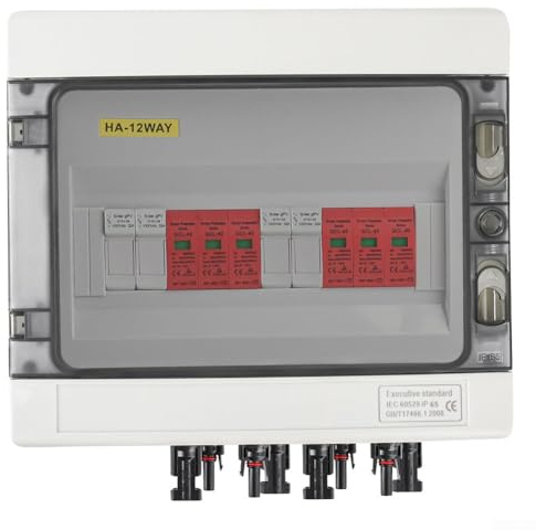 PV-Anschlussbox, Solar-Anschlussdose DC 2 Strings 8/12 Module 2 In 2 Out Schutz PV-System IP65(DC 2-String 12M T2 1000V)
