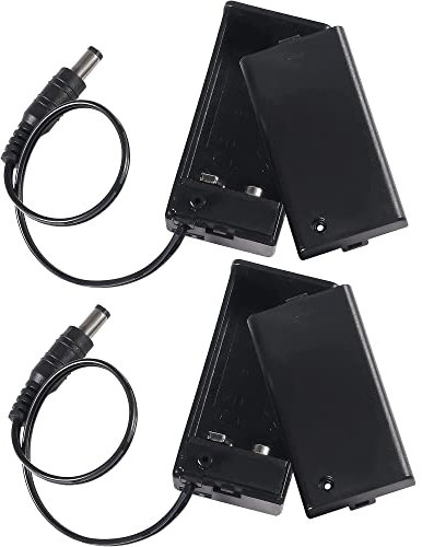 CGNRONEAU AA 9V Battery Holder 9V Battery Holder with ON/Off Switch 9V Battery Case with DC 5.5 x 2.1mm Plug 9V Battery Case Holder with Cover Storage Case Holder