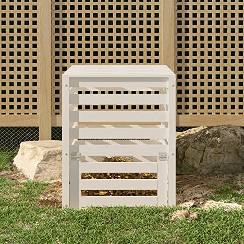 Rantry Casa Compostiera Bianca 63,5x63,5x77,5 cm in Legno Massello di Pino, Mobili per Casa Interno Esterno Salotto Camera da Letto