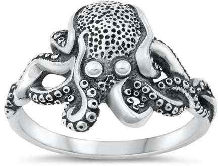 Sterling Silber Octopus Ring LTDKLRP144884-50