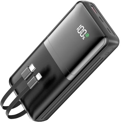 70000mAh Solar Wireless Power Bank Built in 2 Cables and Hand Crank, Portable Charger 30W Fast Charger 6 Outputs & 4 Inputs External Battery Pack with Bright Flashlight and Compass
