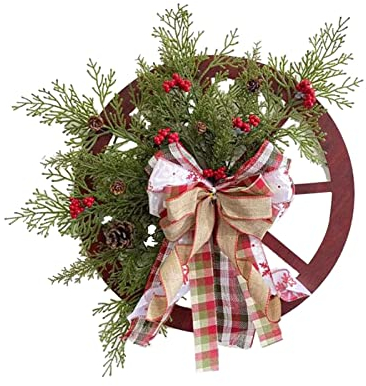 2022 Weihnachtskranz Upside Down Baumschmuck Weihnachtskugel Dekoration Anhänger Haustür Dekoration Weihnachtskranz Blumenkranz Ring (Watermelon Red, One Size)