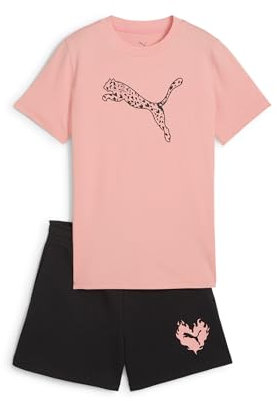 PUMA Mädchen FLAMING LOVE Tee and Shorts Set G Gestrickte Anzüge, Pink Fruit,